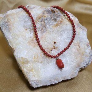 Jasper Bead Necklace 925 Silver Wire Strung Lobster Clasp